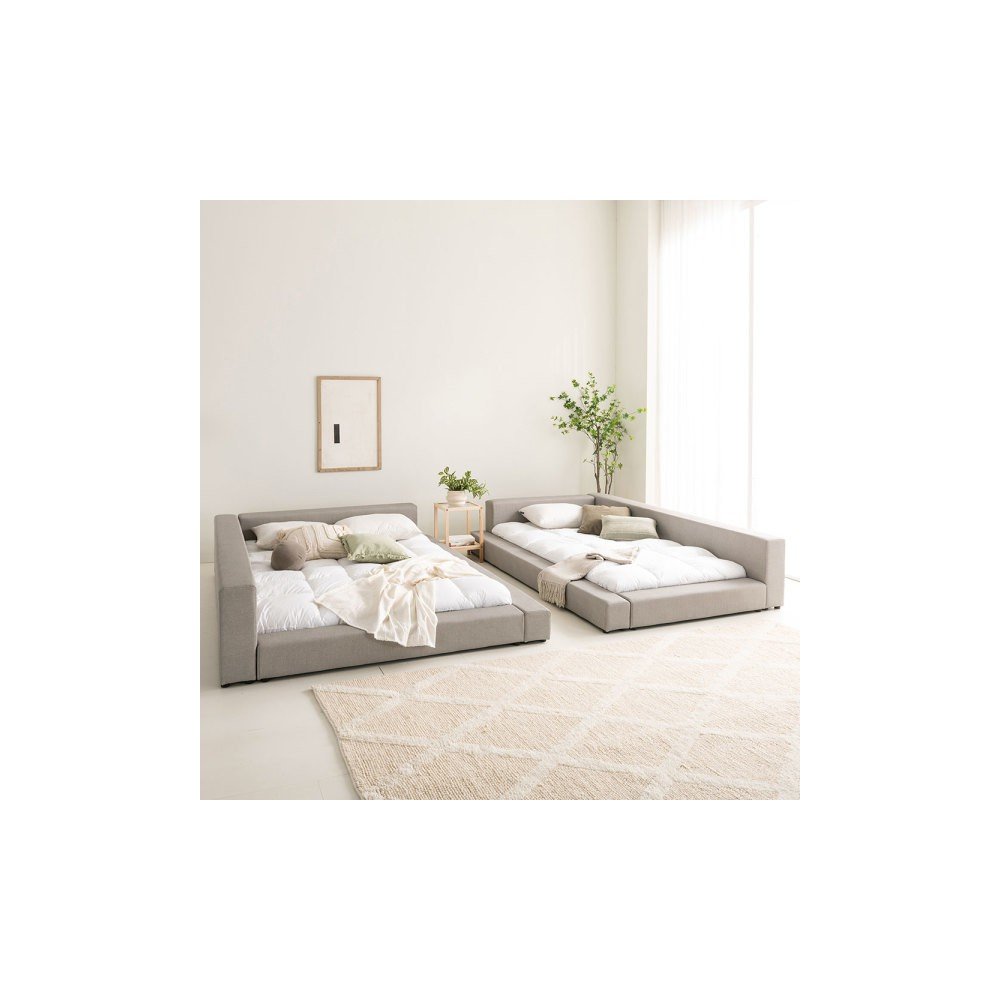 상일리베가구 큐브 저상형 낮은 가죽 침대 SS/Q