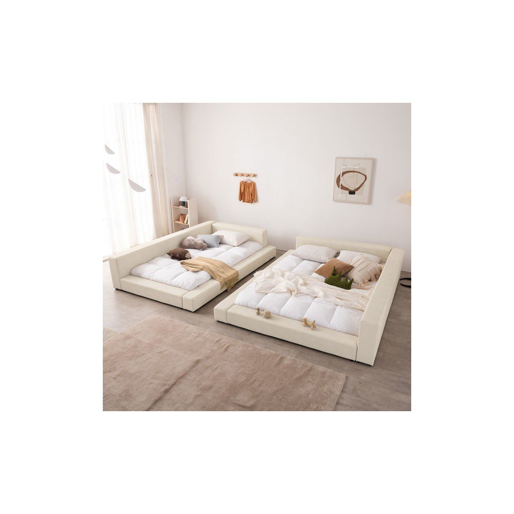 상일리베가구 큐브 저상형 낮은 가죽 침대 SS/Q