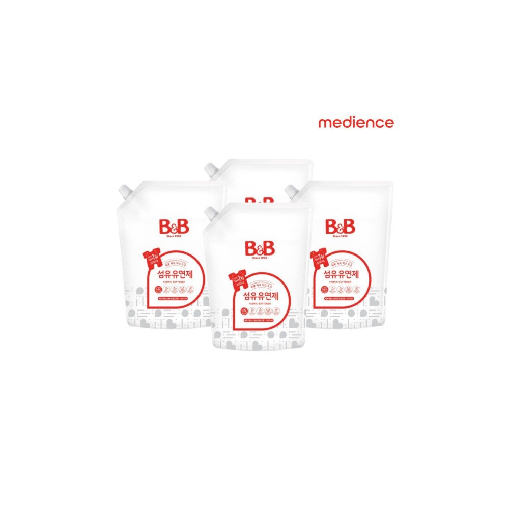비앤비 섬유유연제 베르가못 1500ml 리필형 4개입 +(800ml 4입+50ml 4입+티슈 증정)_SV01